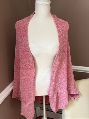 Tahari Pink Open-Front Chenille Shrug